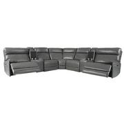 Benz Gray Leather Power Reclining Sectional with 7PCS/3PWR  alternate image, 2 of 14 images.