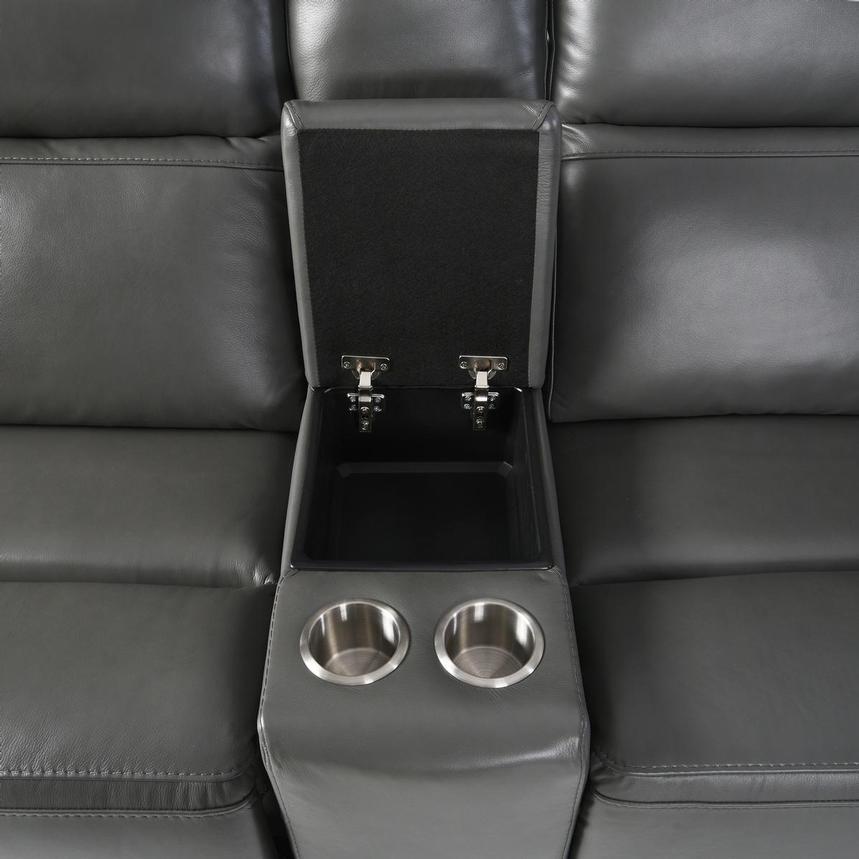 Benz Gray Leather Power Reclining Sectional with 7PCS/3PWR alternate image, 10 of 14 images.