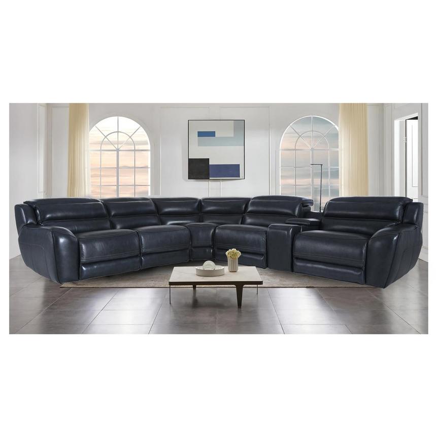 Cosmo II Blueberry Leather Power Reclining Sectional with 5PCS/2PWR  alternate image, 2 of 10 images.