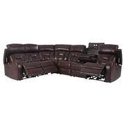 Gio Brown Leather Power Reclining Sectional with 6PCS/3PWR  alternate image, 2 of 16 images.