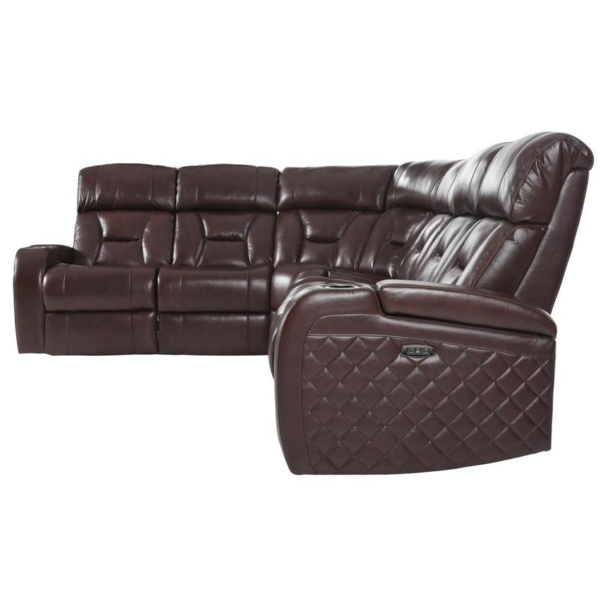 Gio Brown Leather Power Reclining Sectional with 6PCS/3PWR alternate image, 3 of 16 images.