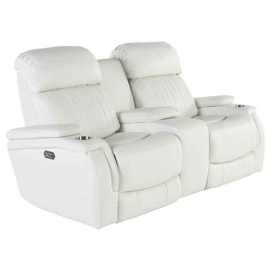 Obsidian II White Leather Power Reclining Loveseat  alternate image, 2 of 9 images.