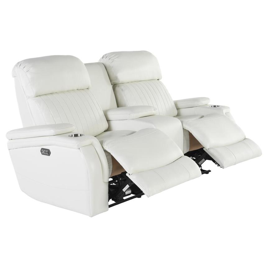 Obsidian II White Leather Power Reclining Loveseat  alternate image, 3 of 9 images.