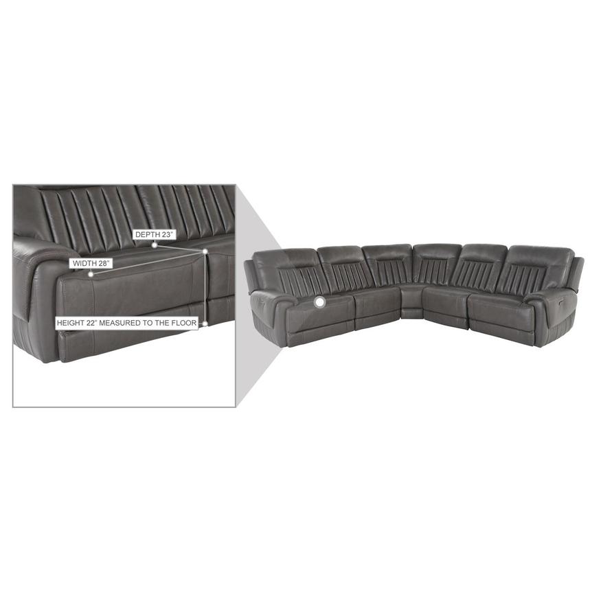 Devin Gray Leather Corner Sofa with 5PCS/2PWR  alternate image, 5 of 5 images.