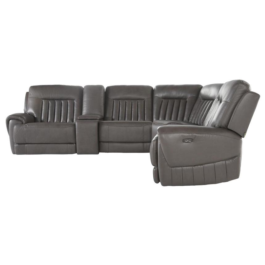 Devin Gray Leather Corner Sofa with 6PCS/3PWR  alternate image, 3 of 7 images.