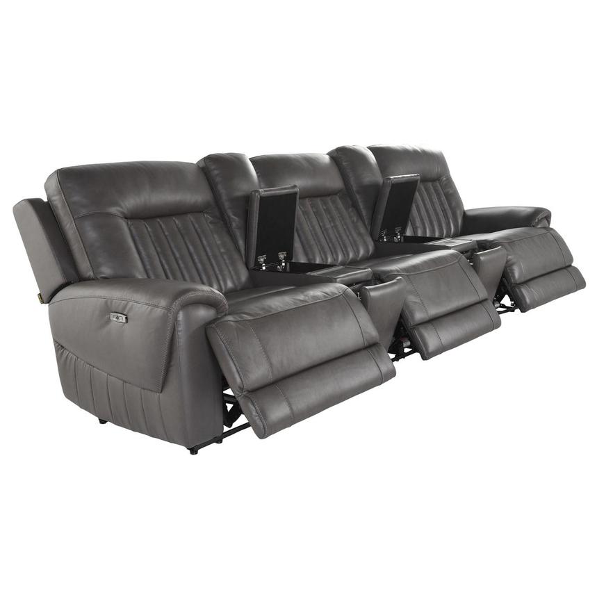 Devin Gray Home Theater Leather Seating with 5PCS/3PWR  alternate image, 3 of 7 images.