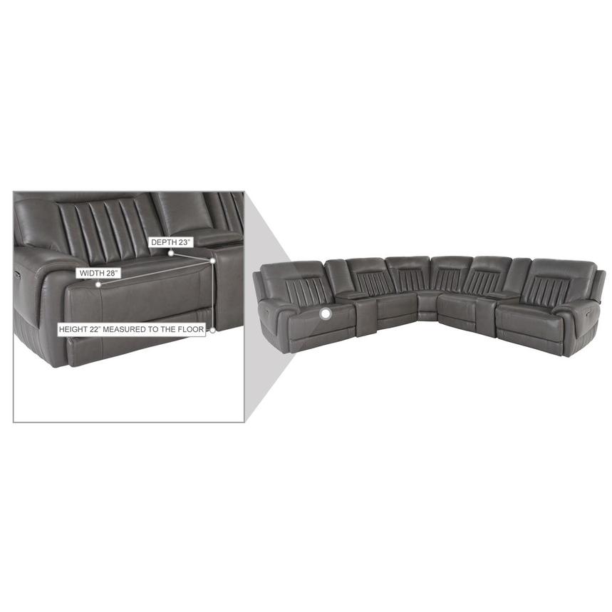 Devin Gray Leather Corner Sofa with 7PCS/3PWR  alternate image, 7 of 7 images.
