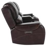 Durham Brown Leather Power Reclining Sofa w/Console  alternate image, 4 of 6 images.