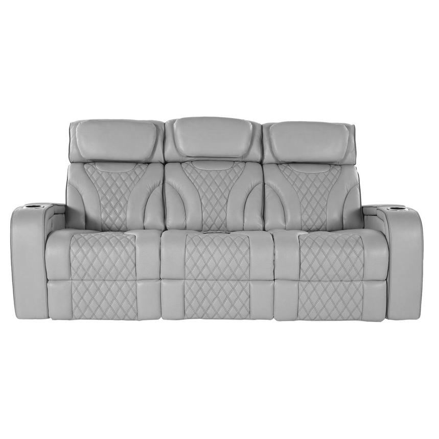 Pummel Gray Leather Power Reclining Sofa  main image, 1 of 11 images.