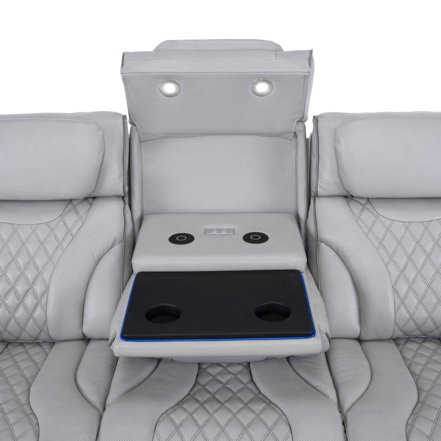 Pummel Gray Leather Power Reclining Sofa  alternate image, 6 of 14 images.