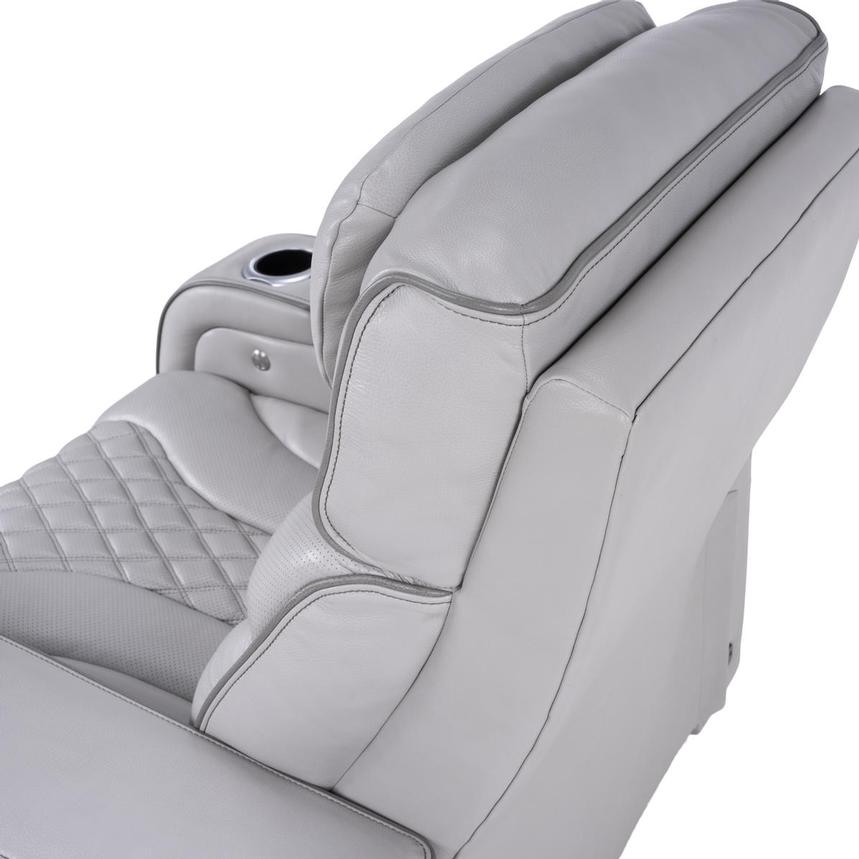 Pummel Gray Leather Power Recliner alternate image, 8 of 12 images.