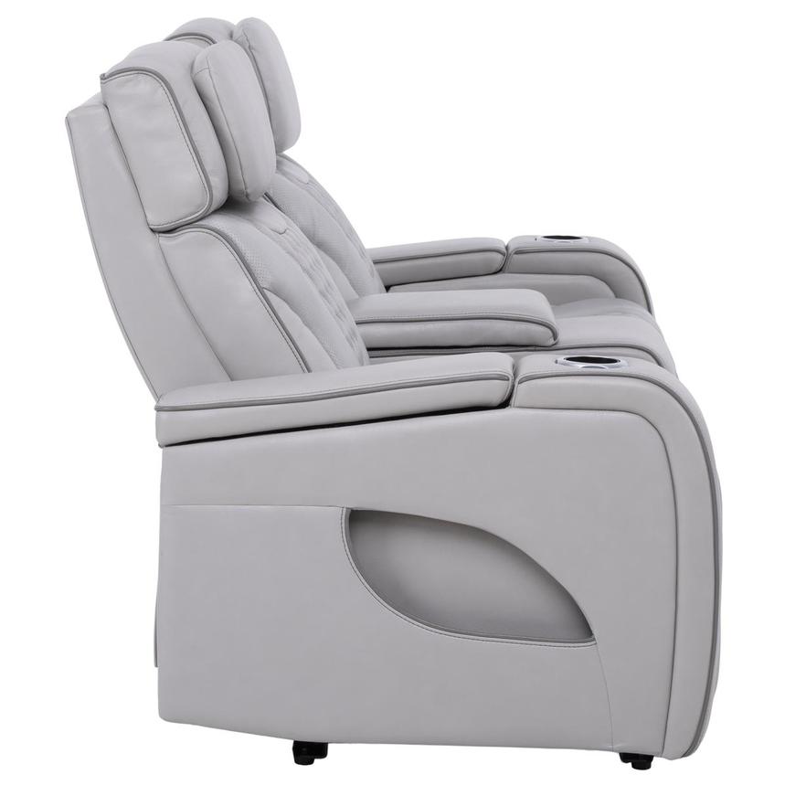 Pummel Gray Leather Power Reclining Loveseat alternate image, 6 of 13 images.