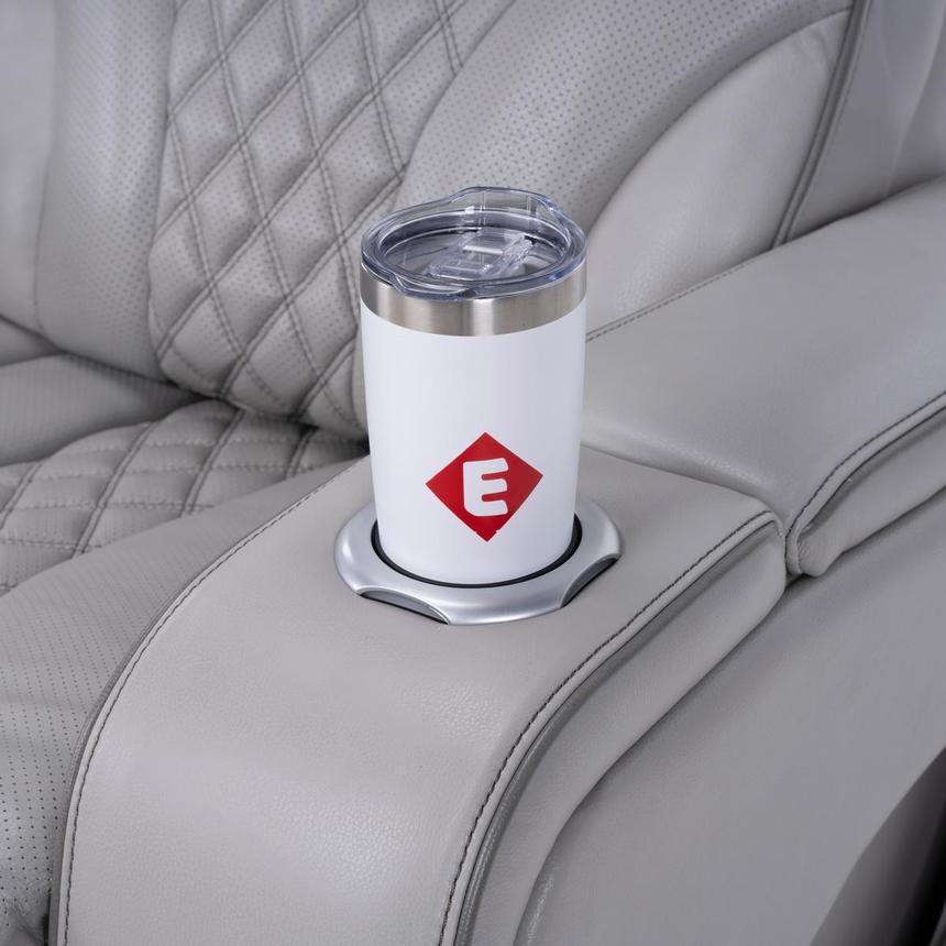 Pummel Gray Leather Power Reclining Loveseat | El Dorado Furniture