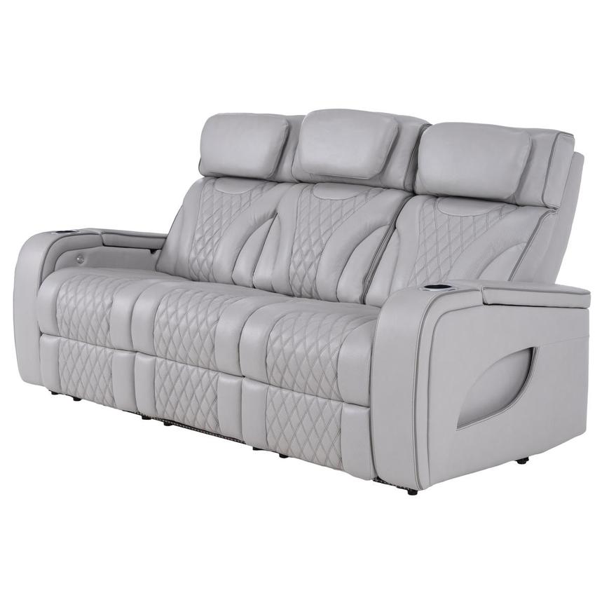 Pummel Gray Leather Power Reclining Sofa alternate image, 3 of 14 images.