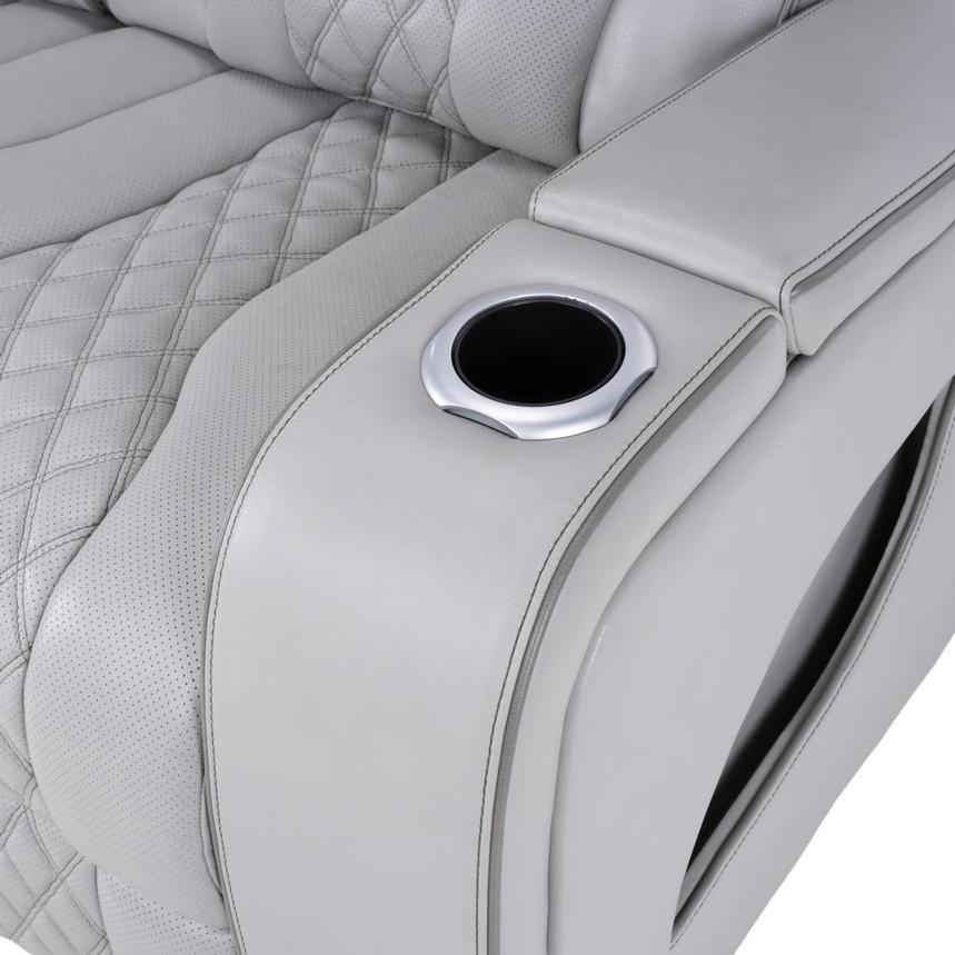Pummel Gray Leather Power Reclining Sofa alternate image, 11 of 14 images.