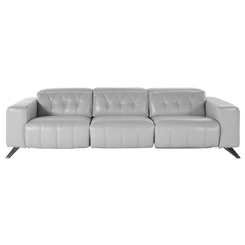 Anchi Silver Oversized Leather Sofa w/2PWR  main image, 1 of 5 images.