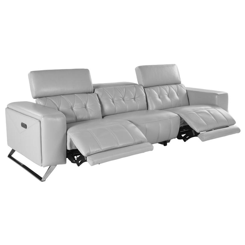 Anchi Silver Oversized Leather Sofa w/2PWR  alternate image, 3 of 8 images.