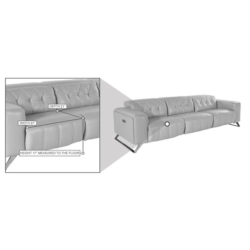 Anchi Silver Oversized Leather Sofa w/2PWR  alternate image, 8 of 8 images.