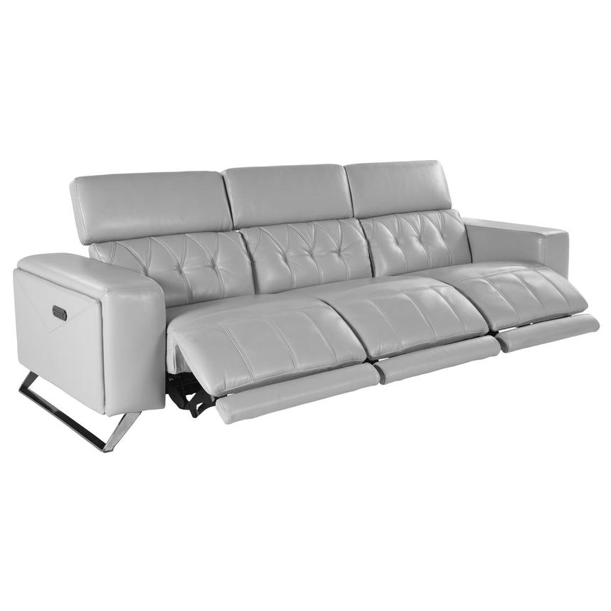 Anchi Silver Oversized Leather Sofa w/3PWR  alternate image, 3 of 9 images.