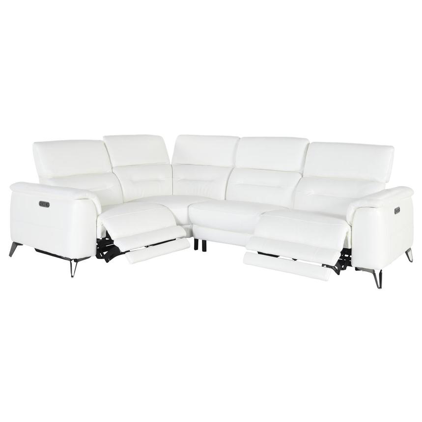 Anabel White Leather Power Reclining Sectional with 4PCS/2PWR  alternate image, 2 of 4 images.