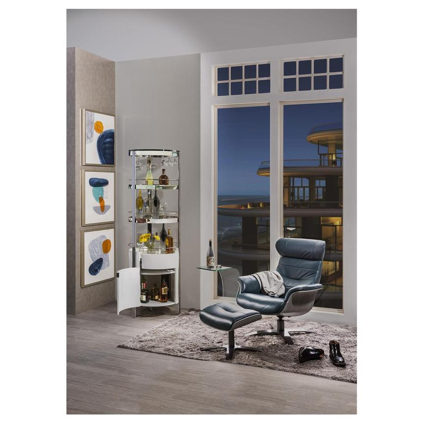 Enzo Dark Blue Leather Accent Chair  alternate image, 2 of 10 images.
