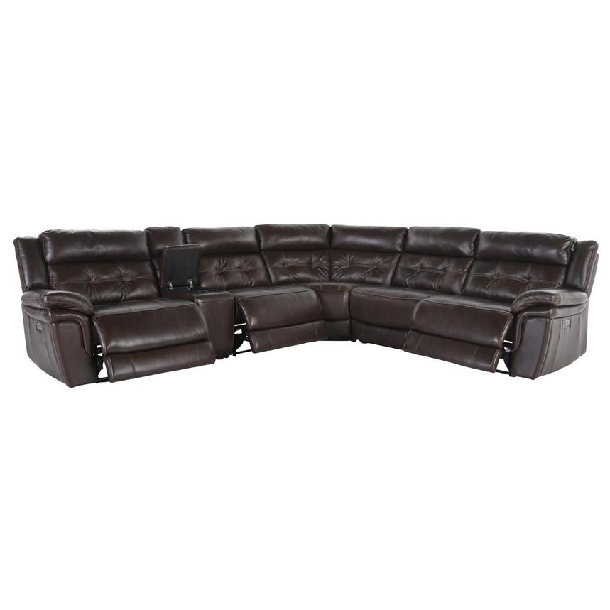 Stallion Brown Leather Power Reclining Sectional with 6PCS/3PWR  alternate image, 2 of 6 images.