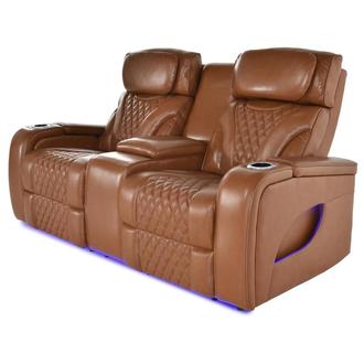 Pummel Tan Leather Power Reclining Loveseat