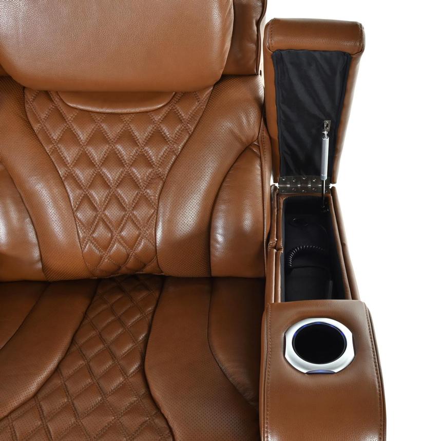 Pummel Tan Leather Power Reclining Loveseat  alternate image, 6 of 9 images.