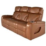 Pummel Tan Leather Power Reclining Sofa  alternate image, 2 of 9 images.