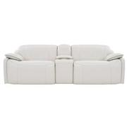 Austin Light Gray Leather Power Reclining Sofa w/Console  main image, 1 of 5 images.
