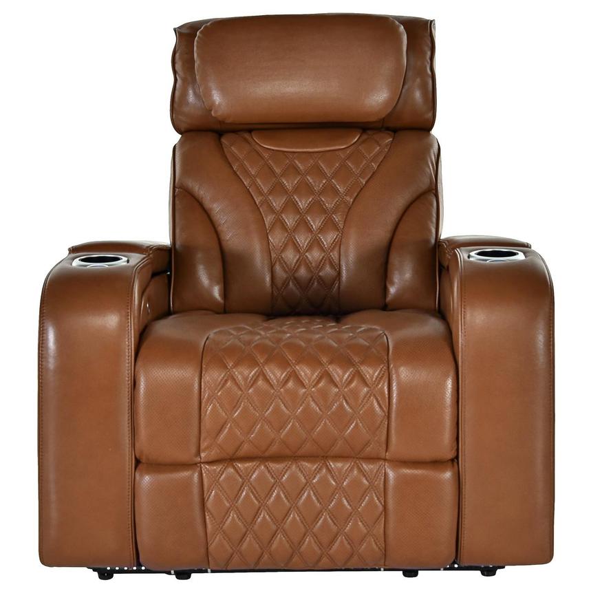 Pummel Tan Leather Power Recliner alternate image, 3 of 9 images.