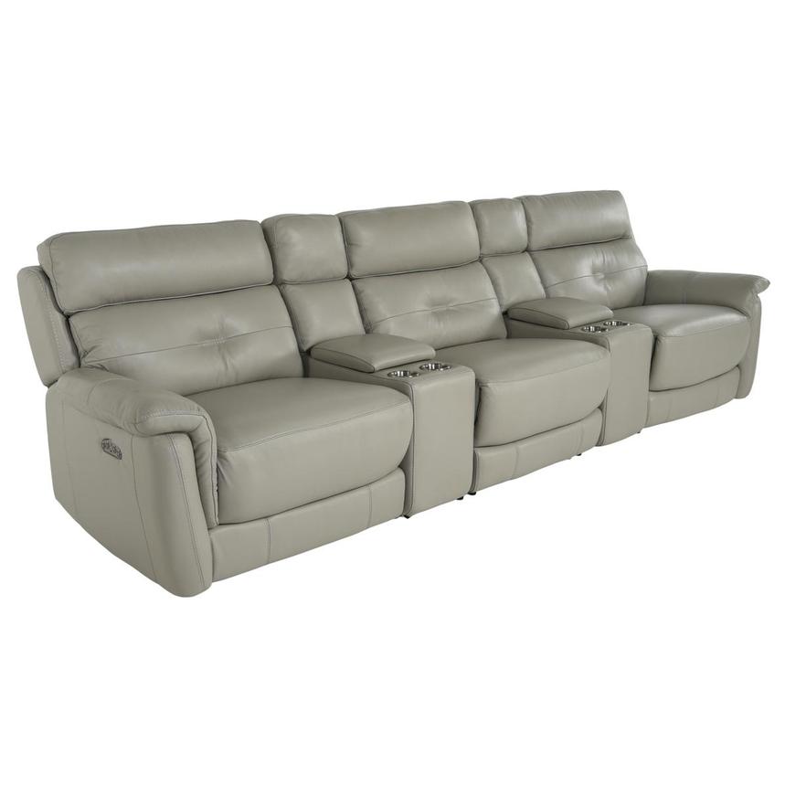 Naya Taupe Home Theater Leather Seating with 5PCS/2PWR  alternate image, 2 of 6 images.