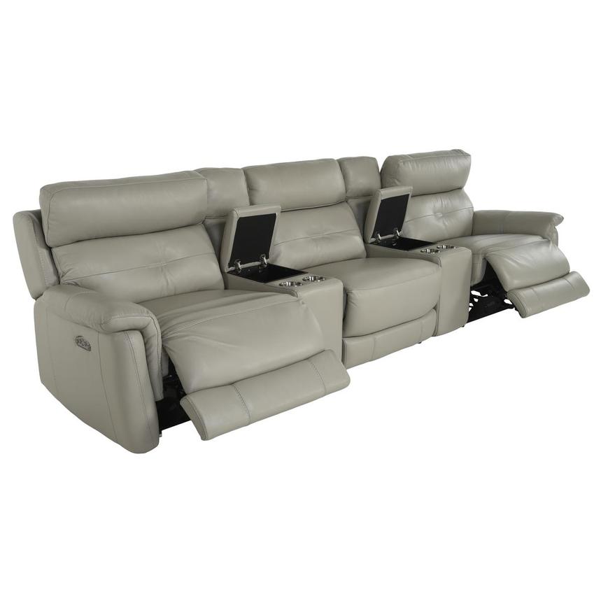 Naya Taupe Home Theater Leather Seating with 5PCS/2PWR alternate image, 3 of 6 images.