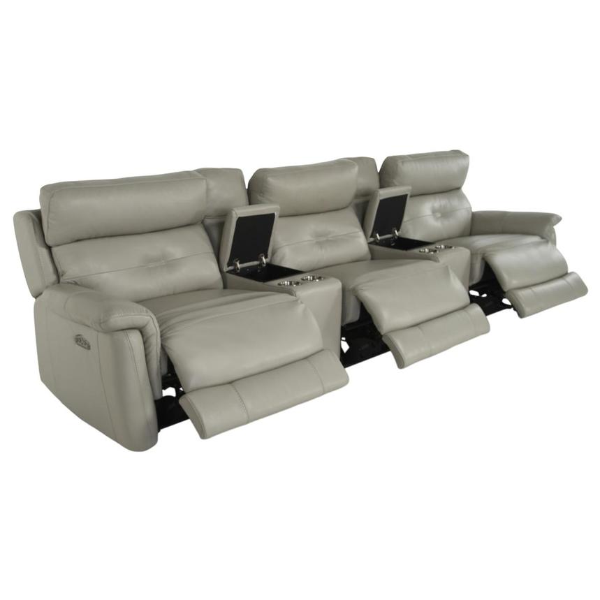 Naya Taupe Home Theater Leather Seating with 5PCS/3PWR alternate image, 3 of 6 images.