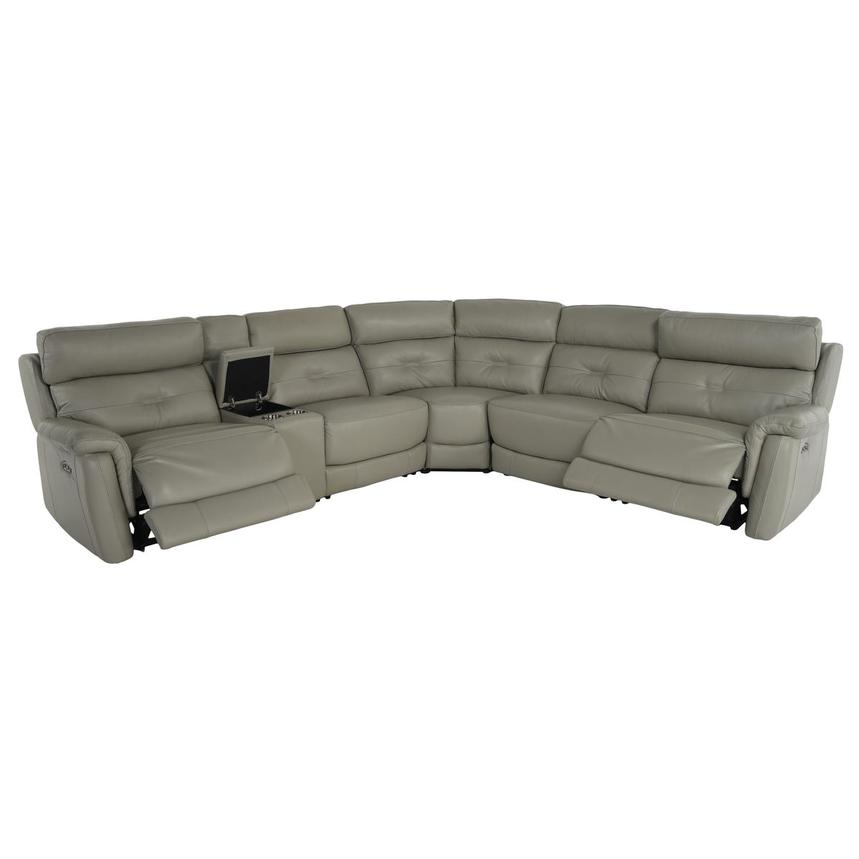 Naya Taupe Leather Power Reclining Sectional with 6PCS/2PWR  alternate image, 2 of 5 images.