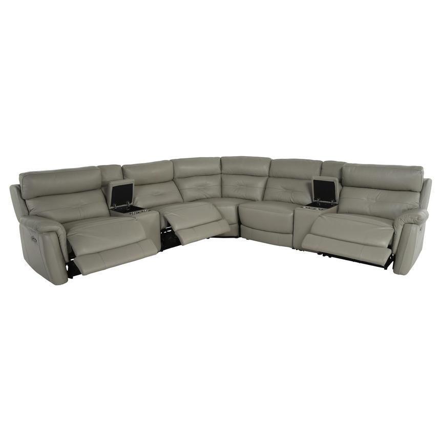 Naya Taupe Leather Power Reclining Sectional with 7PCS/3PWR  alternate image, 2 of 5 images.