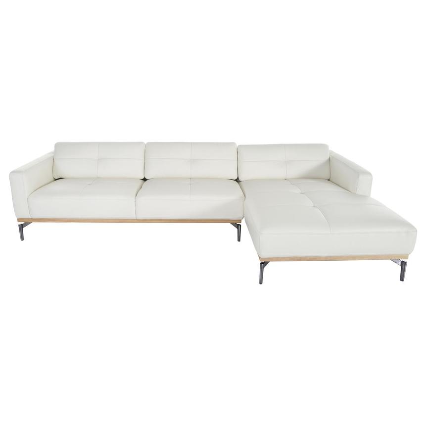Nate White Leather Corner Sofa w/Right Chaise  alternate image, 3 of 7 images.