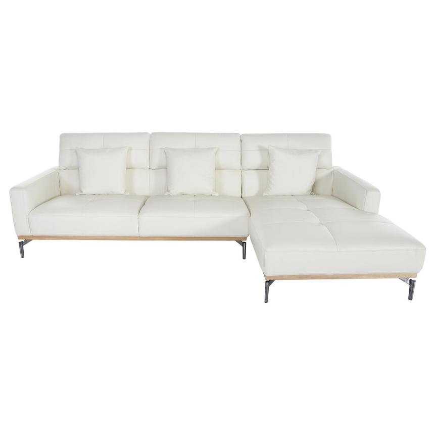 Nate White Leather Corner Sofa w/Right Chaise alternate image, 3 of 7 images.