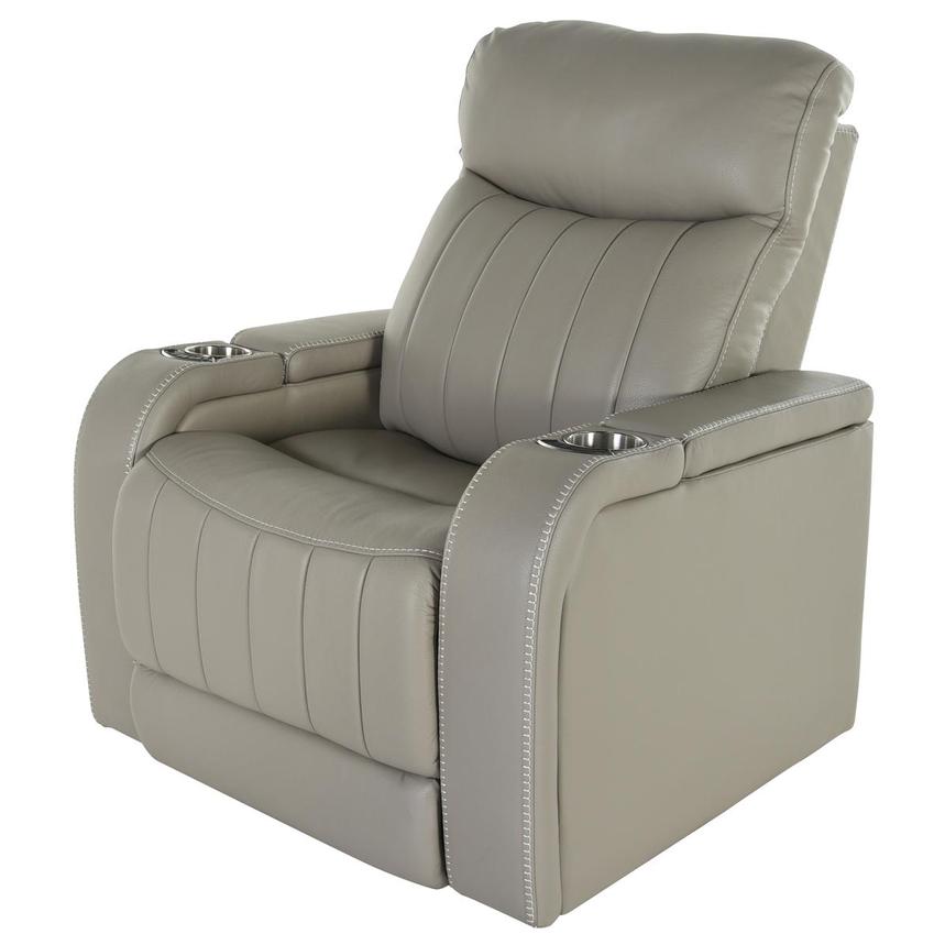 Santiago Gray Leather Power Recliner main image, 1 of 8 images.