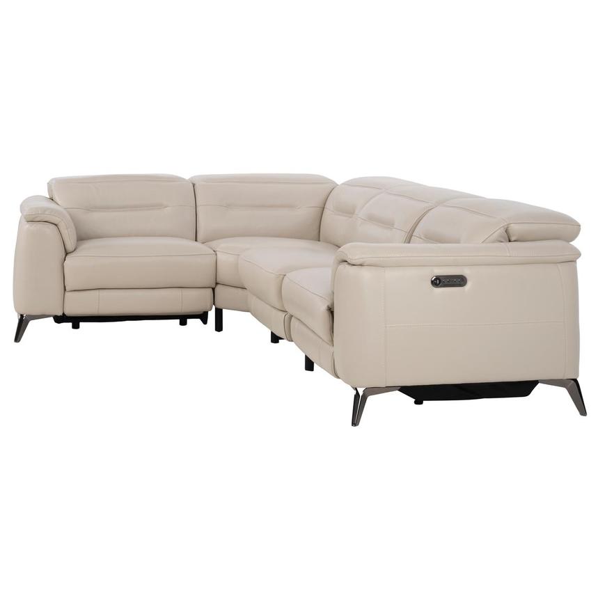 Anabel Cream Leather Power Reclining Sectional with 4PCS/2PWR  alternate image, 3 of 10 images.