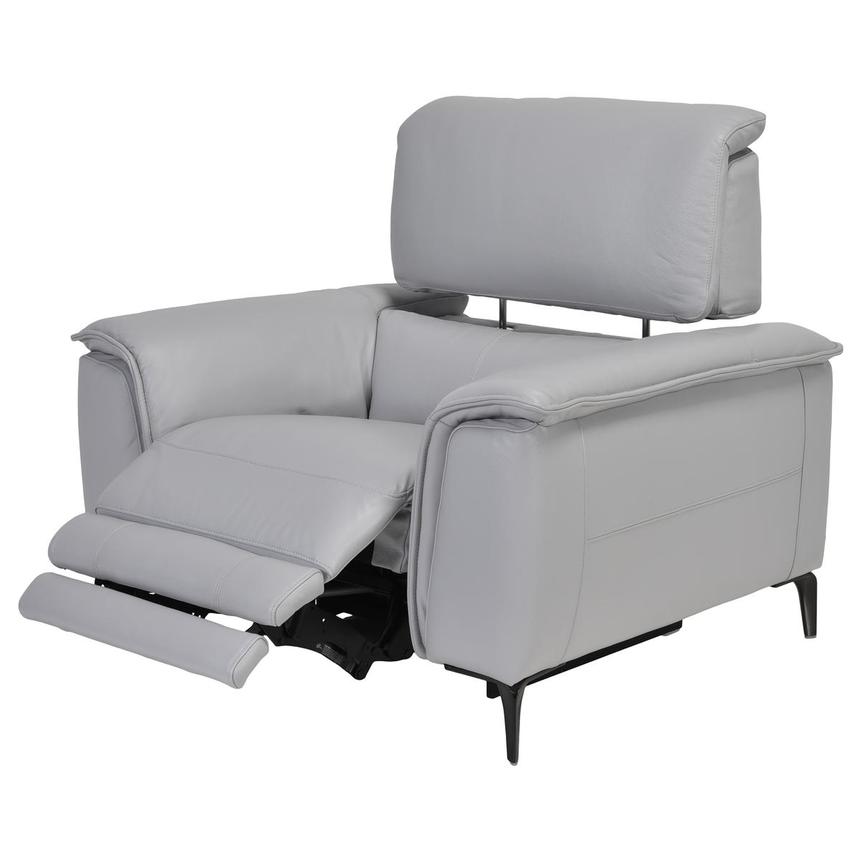 Clayton Light Gray Leather Power Recliner  alternate image, 2 of 9 images.
