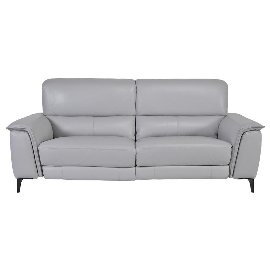 Clayton Light Gray Leather Power Reclining Sofa  main image, 1 of 8 images.