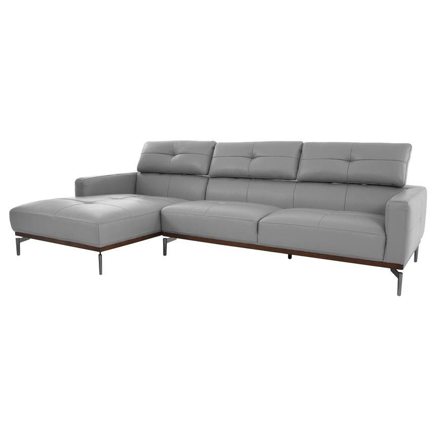 Nate Gray Leather Corner Sofa w/Left Chaise  alternate image, 5 of 13 images.