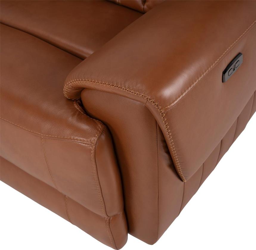 Devin Tan Leather Corner Sofa with 5PCS/3PWR  alternate image, 5 of 8 images.