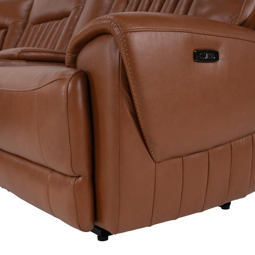 Devin Tan Leather Corner Sofa with 6PCS/2PWR  alternate image, 10 of 12 images.