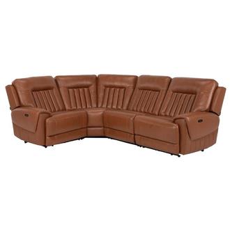 Devin Tan Leather Corner Sofa with 5PCS 3PWR El Dorado Furniture