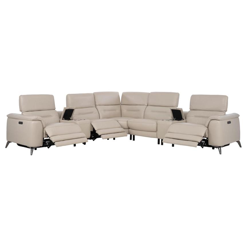 Anabel Cream Leather Power Reclining Sectional with 7PCS/3PWR  alternate image, 3 of 13 images.