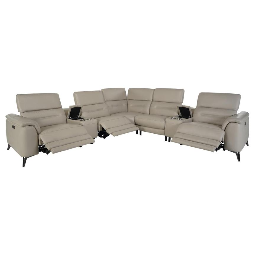 Anabel Cream Leather Power Reclining Sectional with 7PCS/3PWR  alternate image, 3 of 10 images.