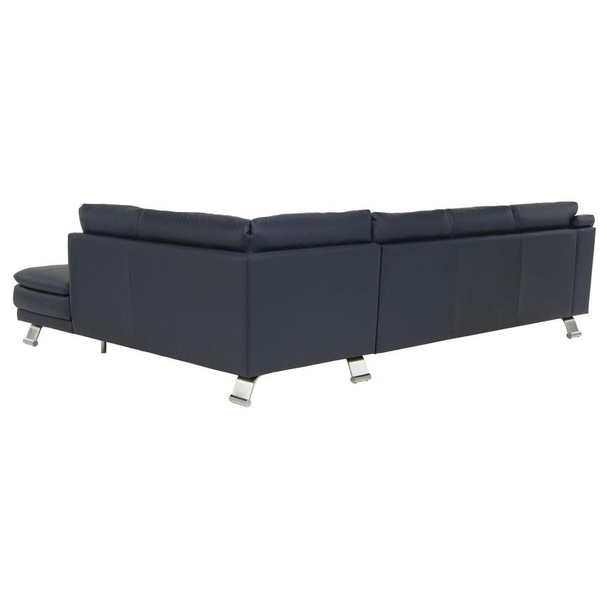 Rio Blue Leather Corner Sofa w/Right Chaise alternate image, 3 of 9 images.