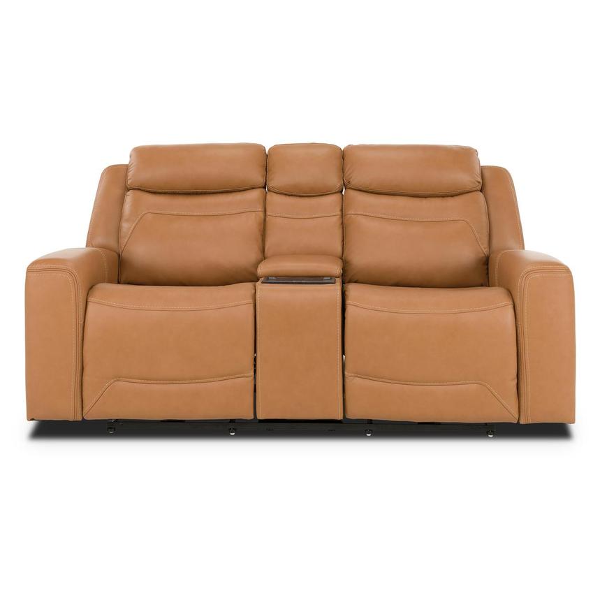 Byron Leather Power Reclining Sofa w/Console alternate image, 3 of 11 images.